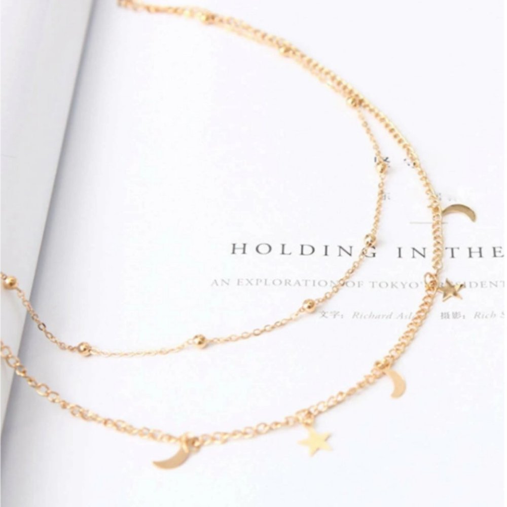 Layered Stars & Moon Necklace (Gold) - Picture 4 of 7